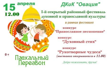 Районный фестиваль духовной и православной культуры «пасхальный перезвон» 1