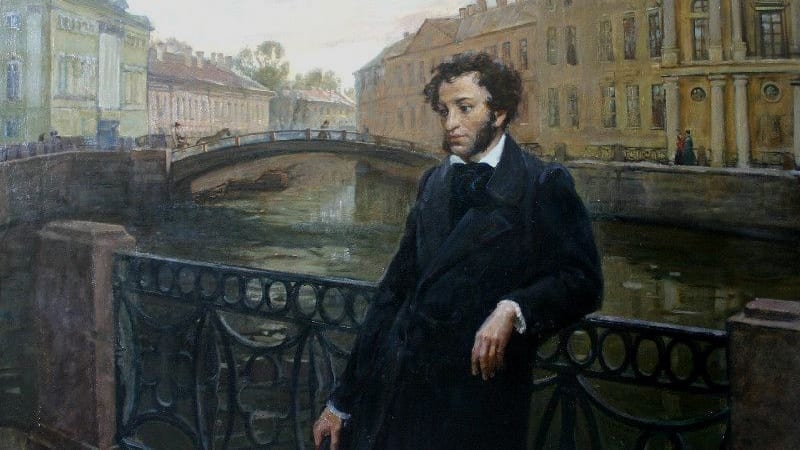 Картина с изображением александра сергеевича пушкина на набережной