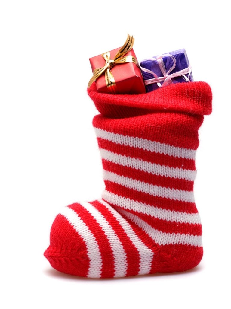 Рождественский носок с подарками